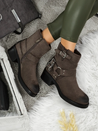 Damenstiefeletten aus Öko-Wildleder mit Schnallen Valtos