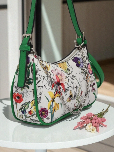 Royalfashion Kleine Damenhandtasche aus Öko-Leder mit Blumenmuster Lily Bloom