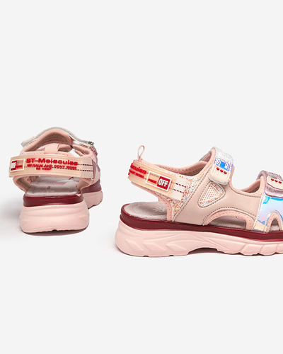 Rosa Kindersandalen mit bunten Murino-Einsätzen - Schuhe