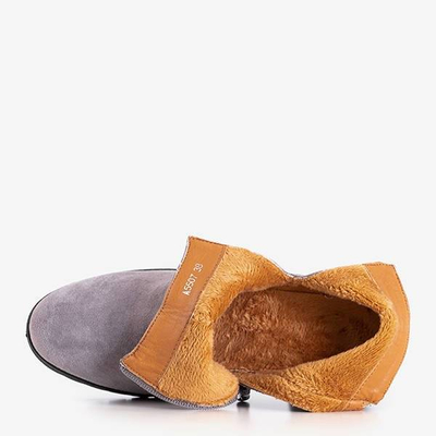 OUTLET Hellgraue, isolierte Damenstiefel auf dem Ryoko Post - Footwear