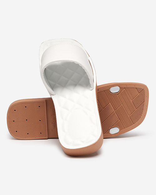 Білі жіночі шльопанці зі стьобаною устілкою Parekis