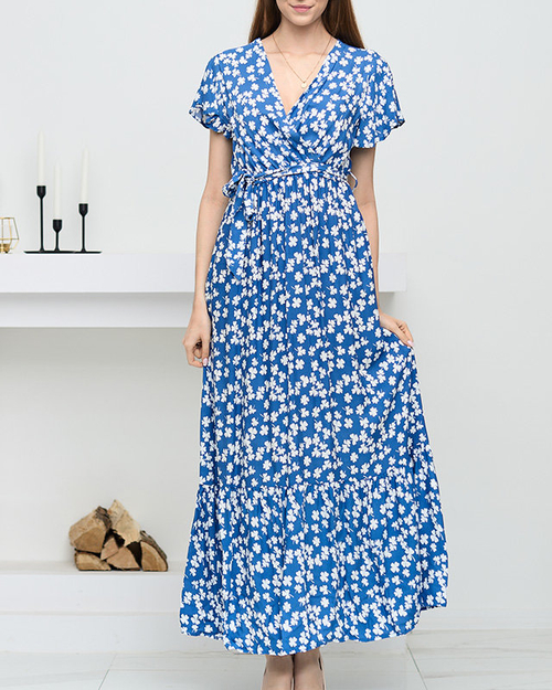 Жіноча синя максі сукня з конюшиною - Одяг