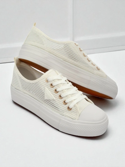 Damen Weiße Ariadne Mesh Sneaker – Atmungsaktive Turnschuhe mit flacher Sohle