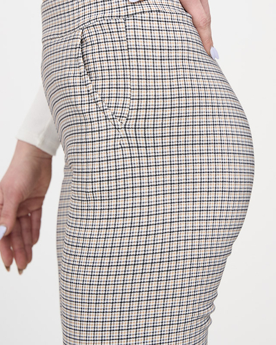 Gelb-schwarz karierte Damen-Teggings- Bekleidung