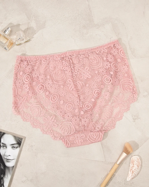 Royalfashion Жіночі мереживні трусики рожеві PLUS SIZE