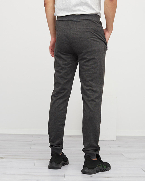 Чоловічі спортивні штани графітового кольору з кишенями на блискавці - Одяг