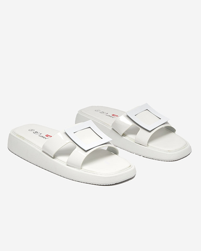 Weiße Damenhausschuhe mit Zegor-Ornament - Schuhe