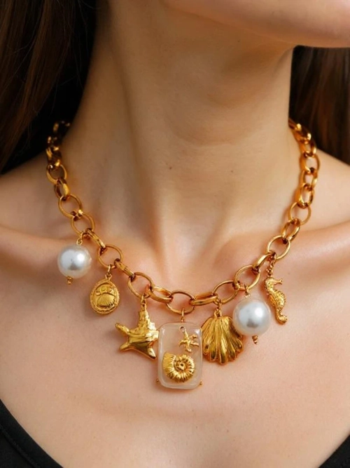 Намисто Atena Charm Sea – золоті амулети з морськими мотивами