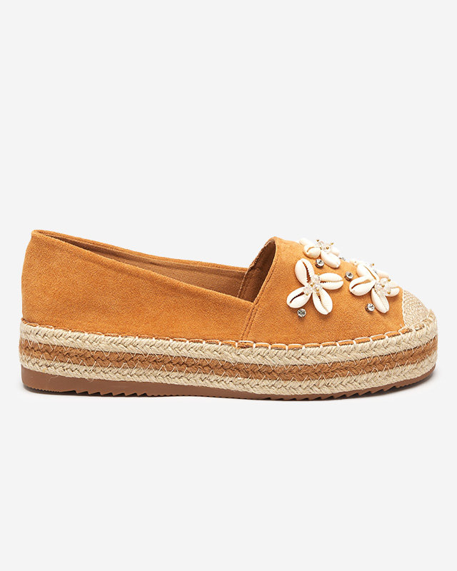 Hellbraune Damen-Espadrilles mit Izira-Dekorationen - Schuhe