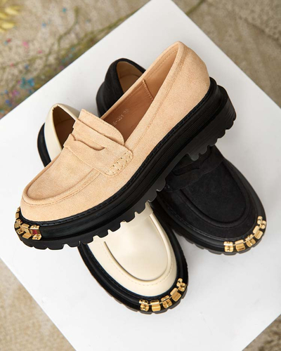 Damen Loafers Aurelia Beige mit 5cm Plateau - Stilvoll und Bequem