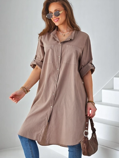 Royalfashion Baumwoll Langarm Damen Oversized-Shirt
