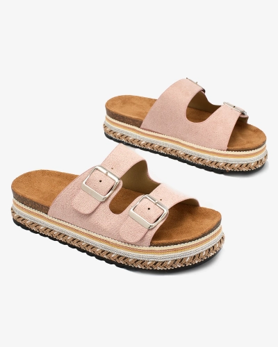 Жіночі шльопанці Royalfashion з пряжками світло-рожевого кольору Monna