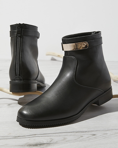 Damenstiefel mit Goldverzierung in Schwarz Hontes- Footwear