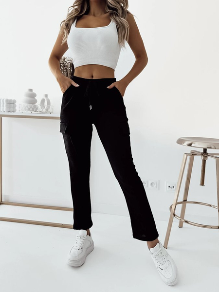 Royalfashion Schwarze gerippte Damen-Kampfhose