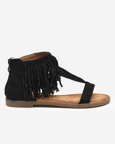 Damensandalen mit schwarzen Fransen Clov- Footwear