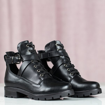 Schwarze Stiefel mit flachen Absätzen Locca - Footwear 1