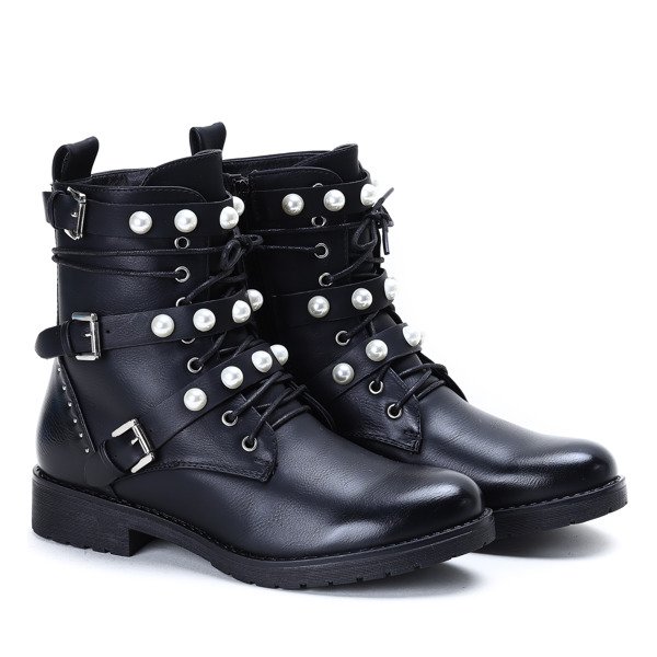 Schwarze Bagger mit Perlen This Is Queen- Footwear