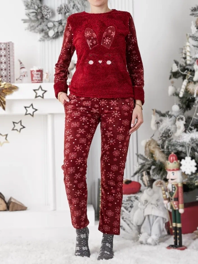 Royalfashion Damenpyjamas mit einem Hasen, fleece-ähnlich