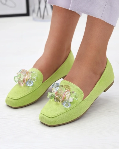 Grüne Öko-Wildleder-Mokassins für Damen Gepossa- Footwear