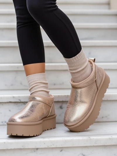 Royalfashion Damen Kurzstiefel a'la Schneestiefel Ozozi