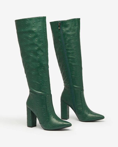 Royalfashion Темно-зелені жіночі черевики з тисненням Barbelitta