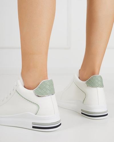 OUTLET Weiße und grüne Damen-Sneaker mit verstecktem Uksy-Keil - Schuhe