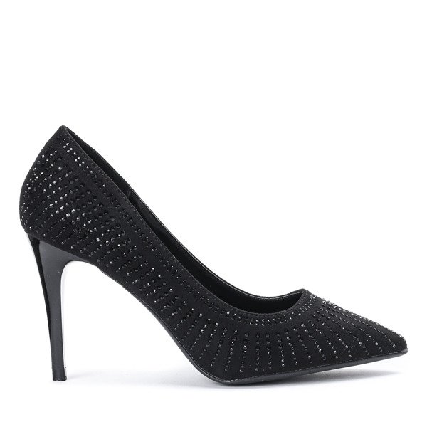 Black pumps with decorative zircons on the heel Cyrina - Footwear
