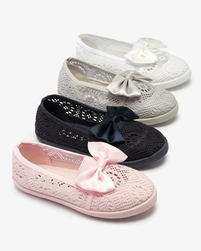 Graue Slipper für Mädchen mit Schleife Sweet Time - Footwear