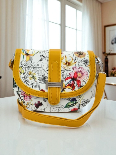 Royalfashion Kleine Damenhandtasche aus Öko-Leder mit Blumenmuster Ori Elle