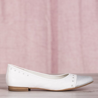 Weiße Lederballerina Slips - Schuhe 1