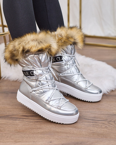 Royalfashion Silberne Schlupfstiefel a'la Schneestiefel für Damen Gomllo