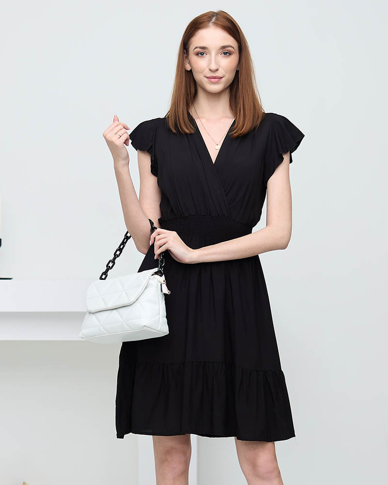 Klassisches schwarzes Damen-Baumwollkleid - Kleidung