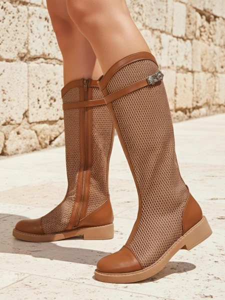 Royalfashion Hohe perforierte Damenstiefeletten Ovittole