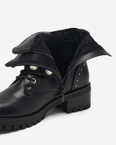 Schwarze Damenstiefel mit Salviso-Perlen - Schuhe