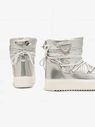 Royalfashion Damen Silber Vevnose Schlupfstiefel a'la Schneestiefel