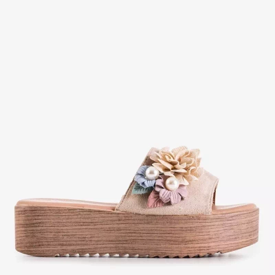 OUTLET Beige Plateausandalen für Damen Azriel - Schuhe
