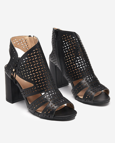 Schwarze durchbrochene Damensandalen Mofera - Schuhe