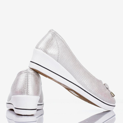 Silberne Ballerina auf einem Keil Moriah - Schuhe 1