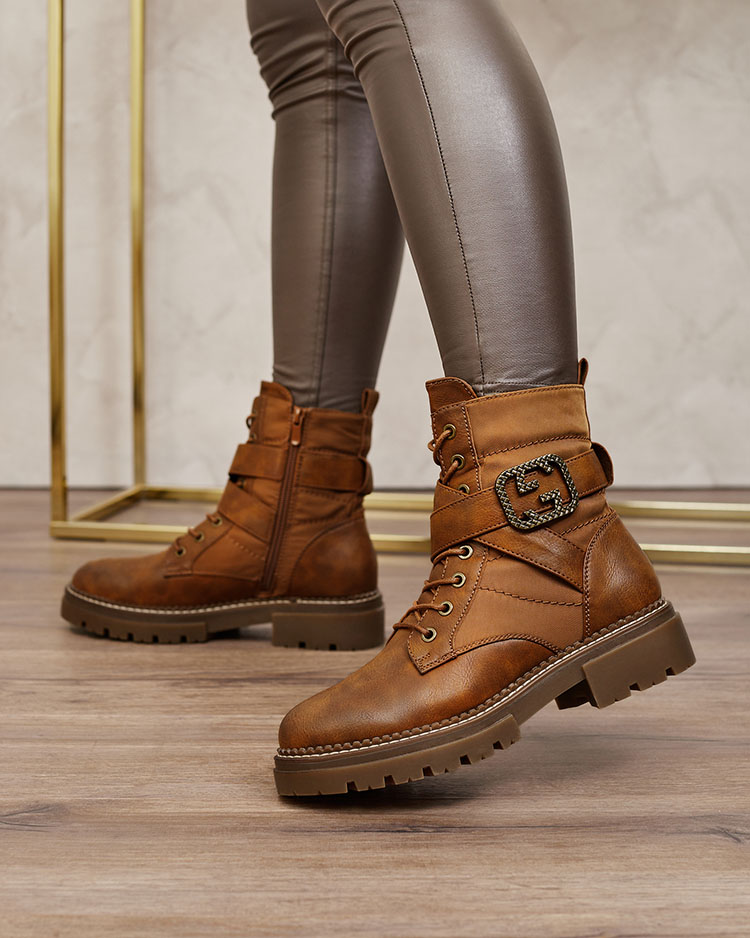 Royalfashion Damen Baggerstiefel in braun Muasers