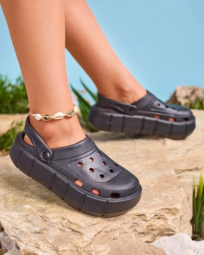 Royalfashion Schwarze Damen-Flip-Flops mit durchbrochener Verzierung Mightty