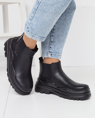 Schwarze Damen-Slipper mit dickerer Beja-Sohle - Schuhe