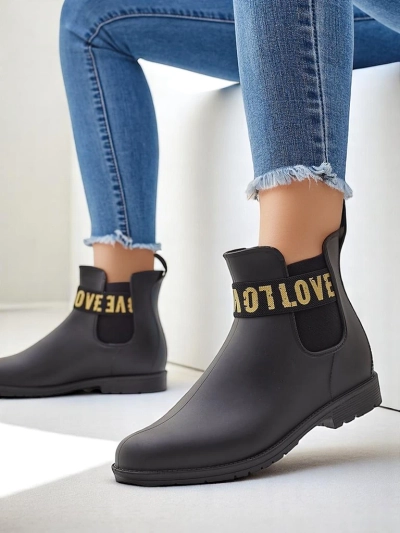 Royalfashion Damen matte Gummistiefel mit der Aufschrift Love Love