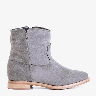 Graue Stiefel a'la Cowboystiefel auf einem bedeckten Keil Terband - Schuhe