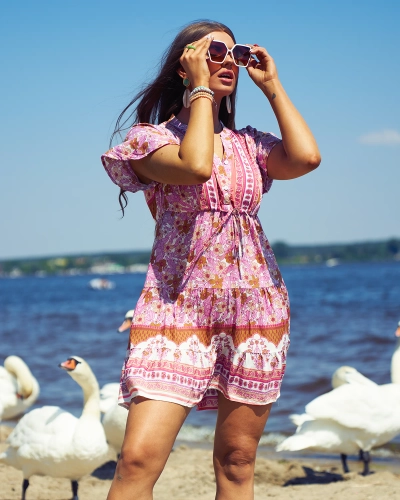 Royalfashion Kurzes Damen-Sommerkleid in Rosa
