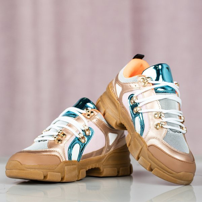 Pink Chunky Sneaker für Damen mit bunten Olyssotia-Einsätzen - Schuhe