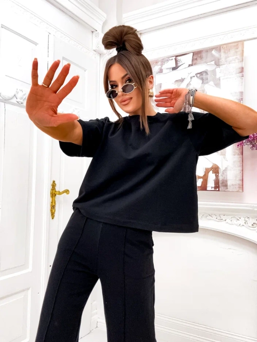 Royalfashion Котонний жіночий комплект з розкльошеними штанами