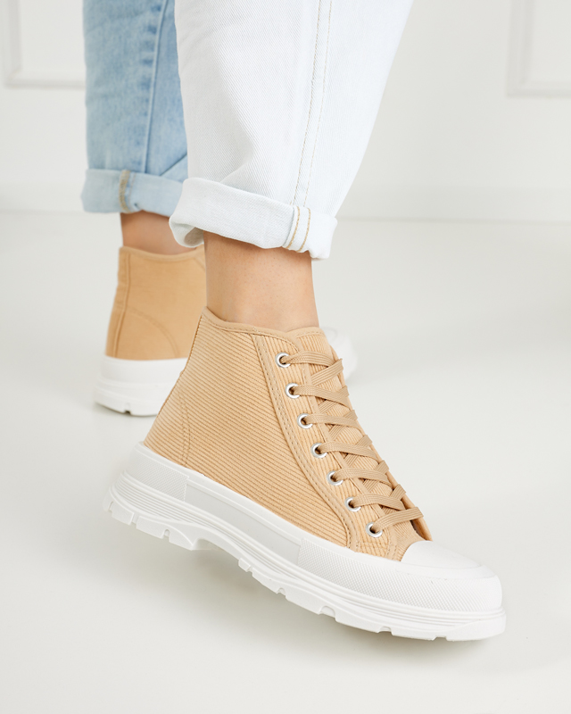 Beige gerippte Damen-Sneakers Somali - Footwear