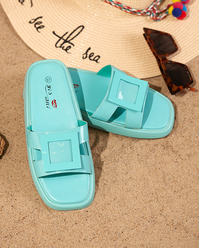 Mintfarbene Damenhausschuhe mit Zegor-Ornament - Schuhe