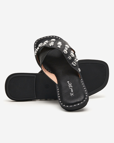 Schwarze Damenhausschuhe mit Strass Rokina - Footwear