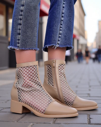 Royalfashion Damen-Ösen-Stiefeletten mit niedrigem Absatz Rowices